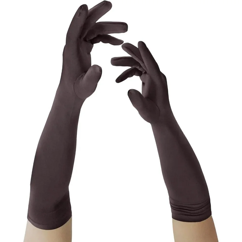 Women's Coffee Elbow Length Fabric Satin Gloves Halloween Costume Accessories